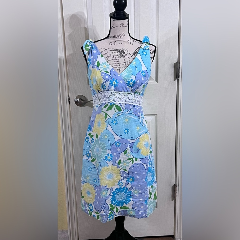 Vintage Lilly Pulitzer White King Crab Sleeveless Dress